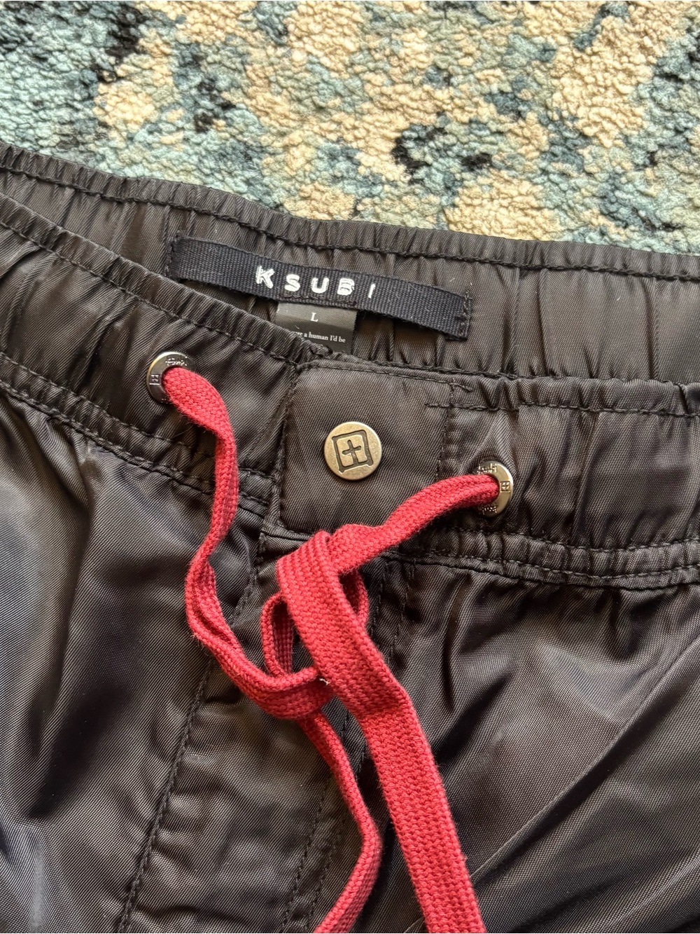 Men's Black Cargo Pants with Contrast Stitching - Picture 7 of 9